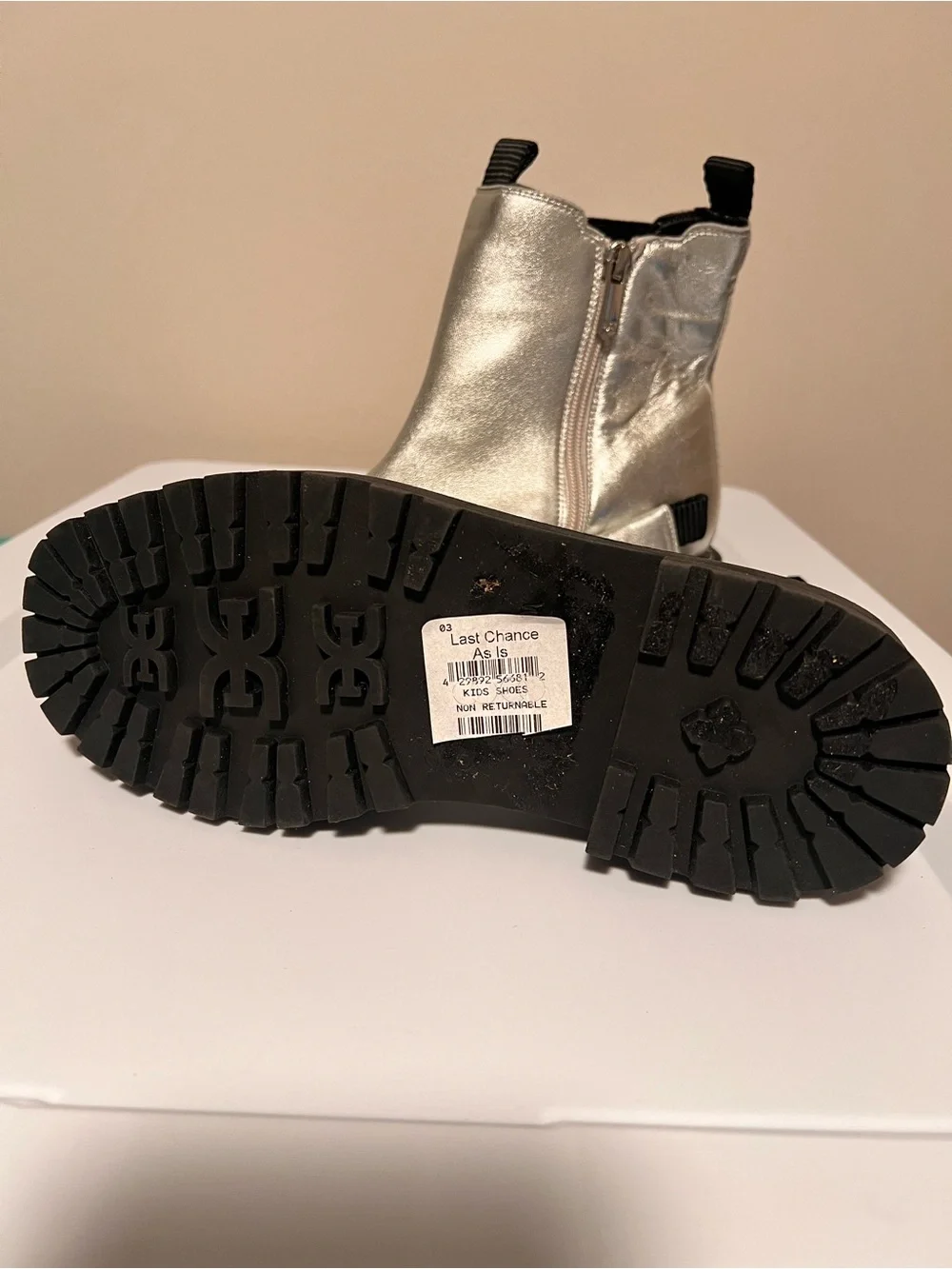 Sam Edelman Silver Metallic Kids Chelsea Rain & Snow Boots